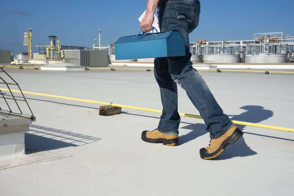 Industrial plant maintenance on the roof